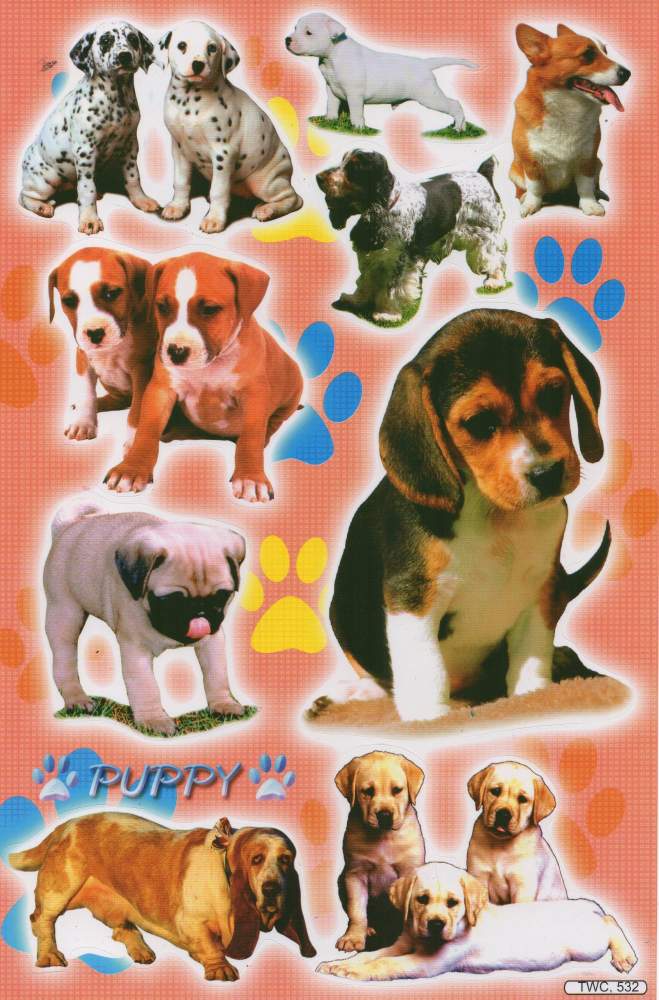 Hund Hunde Rüde Welpe Tiere Aufkleber Sticker für Kinder Basteln Kindergarten Geburtstag 1 Bogen 343