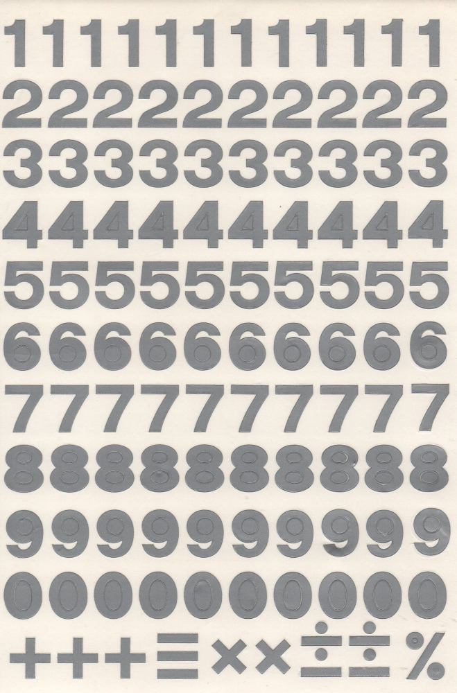 Zahlen Nummern grau 18 mm hoch Aufkleber Sticker für Büro Ordner Kinder Basteln Kindergarten Geburtstag 1 Bogen 343