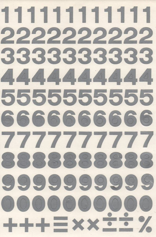 Numbers numbers gray 18 mm high stickers for office folders children crafts kindergarten birthday 1 sheet 343