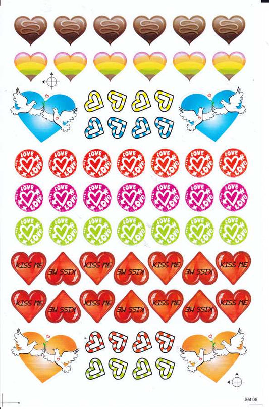 Hearts Heart Love Stickers for Children Crafts Kindergarten Birthday 1 sheet 344