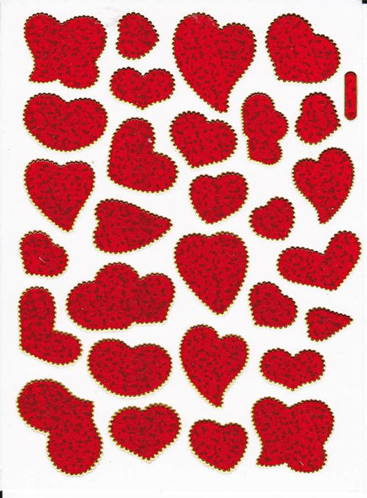 Coeur coeurs rouge amour autocollant métallique effet scintillant pour enfants artisanat maternelle anniversaire 1 feuille 344