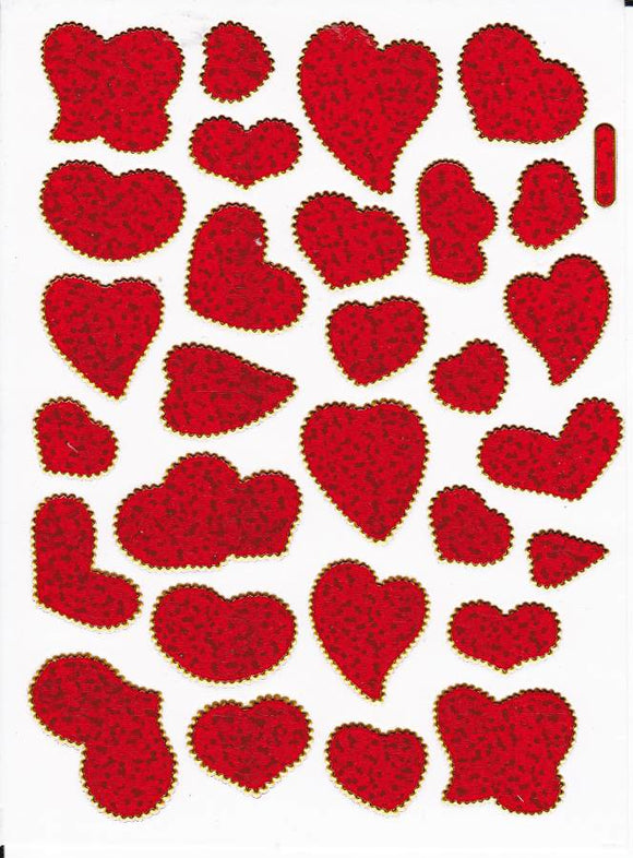 Herz Herzen rot Liebe Aufkleber Sticker metallic Glitzer Effekt für Kinder Basteln Kindergarten Geburtstag 1 Bogen 344