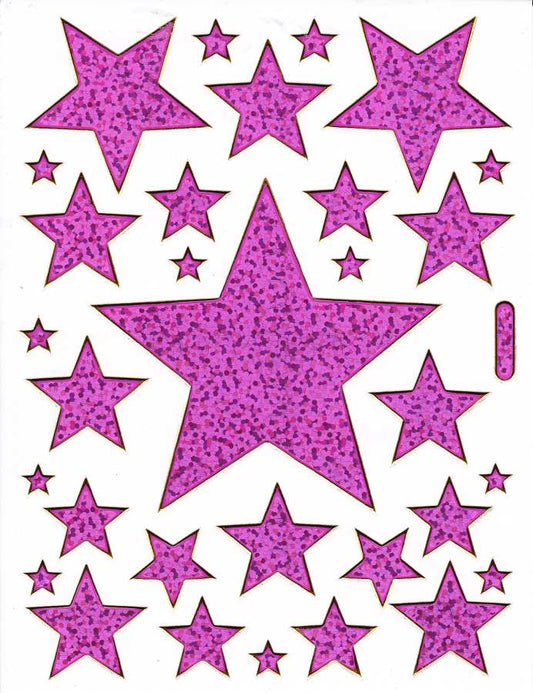 Star pink sticker sticker metallic glitter effect for children craft kindergarten birthday 1 sheet 344