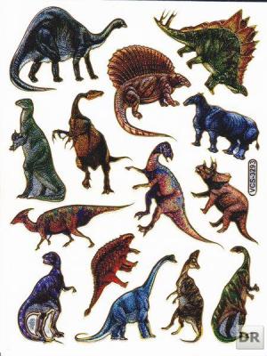 Dino Dinosaurier Jurassic T-Rex Tiere Aufkleber Sticker metallic Glitzer Effekt Kinder Basteln Kindergarten 1 Bogen 344