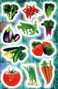 Gemüse Chilli Aubergine Gurke Erbse Aufkleber Sticker für Kinder Basteln Kindergarten Geburtstag 1 Bogen 345