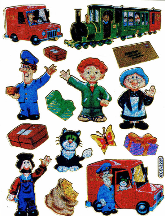 Train car post bus postal sticker sticker metallic glitter effect school children handicraft kindergarten 1 sheet 346
