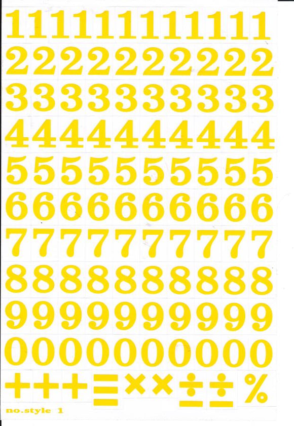 Zahlen Nummern 123 gelb 18 mm hoch Aufkleber Sticker für Büro Ordner Kinder Basteln Kindergarten Geburtstag 1 Bogen 346