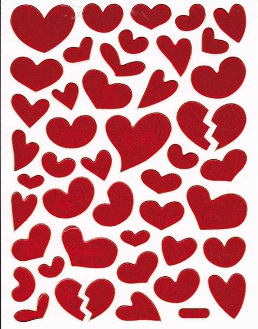 Herz Herzen rot Liebe Aufkleber Sticker metallic Glitzer Effekt für Kinder Basteln Kindergarten Geburtstag 1 Bogen 346