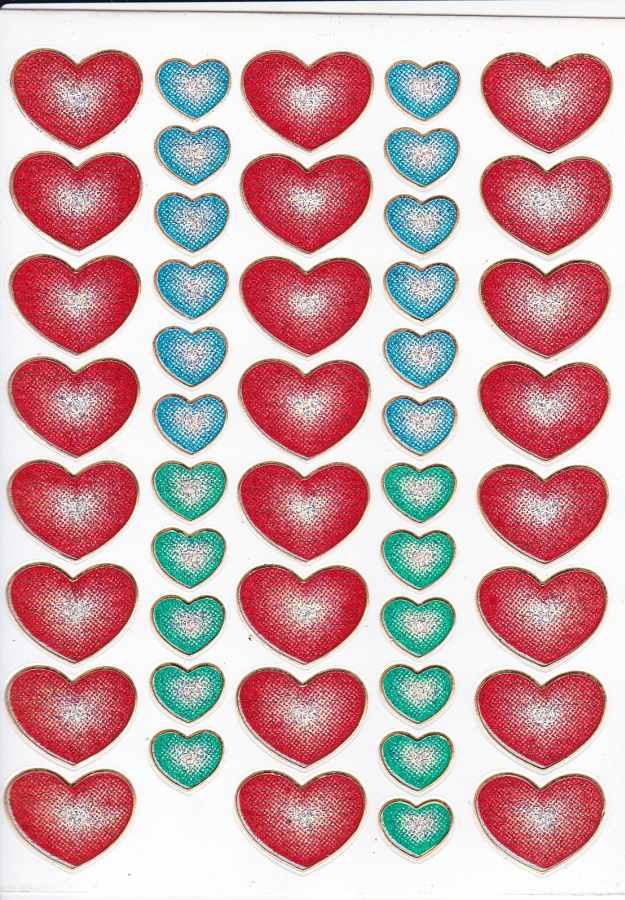 Coeur coeurs coloré amour autocollant métallique effet scintillant pour enfants artisanat maternelle anniversaire 1 feuille 347