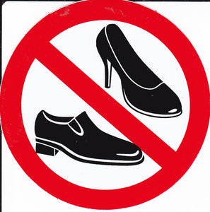 Verboten " Schuhe Damenschuhe Herrenschuhe " rund Aufkleber Sticker selbstklebend 350