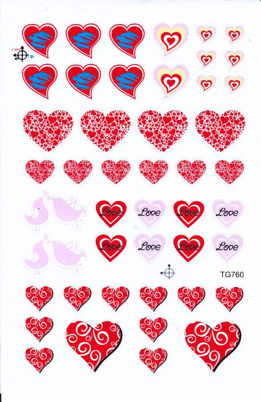Hearts Heart Love Stickers for Children Crafts Kindergarten Birthday 1 sheet 352