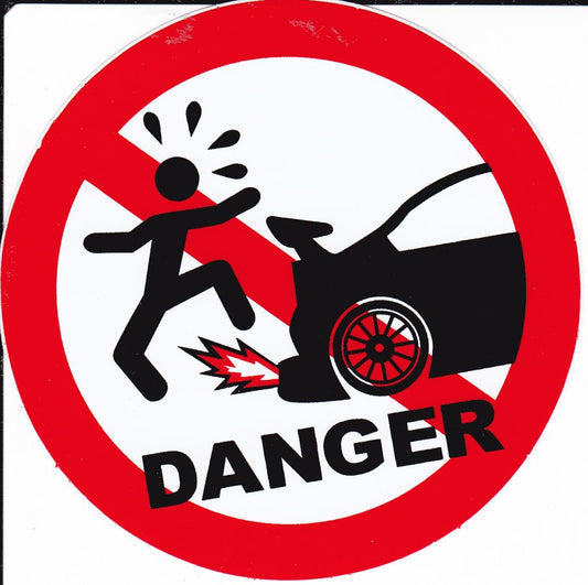 Prohibited "stand behind the car" round self-adhesive sticker 353