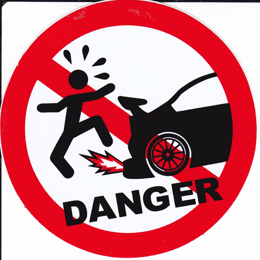 Verboten " Hinter dem Auto stehen " rund Aufkleber Sticker selbstklebend 353