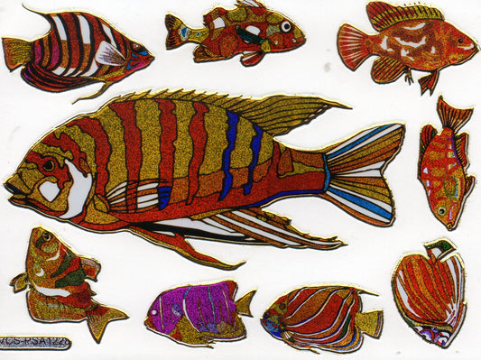 Poisson Poisson créatures marines animaux aquatiques animaux autocollants colorés effet de paillettes métalliques pour enfants artisanat maternelle anniversaire 1 feuille 355