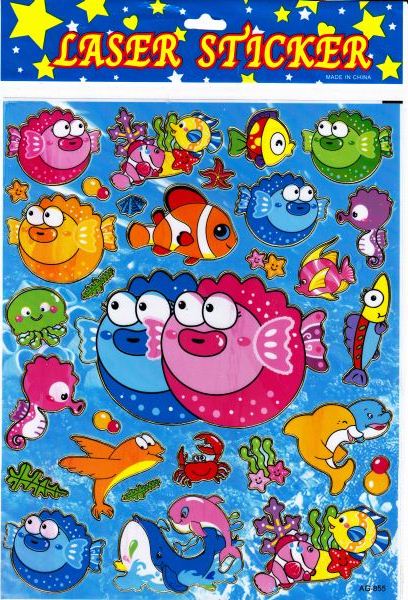 Poissons Mer Créatures Animaux Autocollants Colorés pour Enfants Artisanat Maternelle Anniversaire 1 Feuille 356