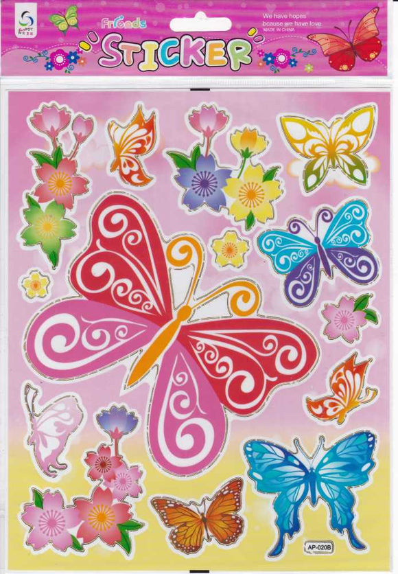 Schmetterling Insekten Tiere bunt Aufkleber Sticker für Kinder Basteln Kindergarten Geburtstag 1 Bogen 357