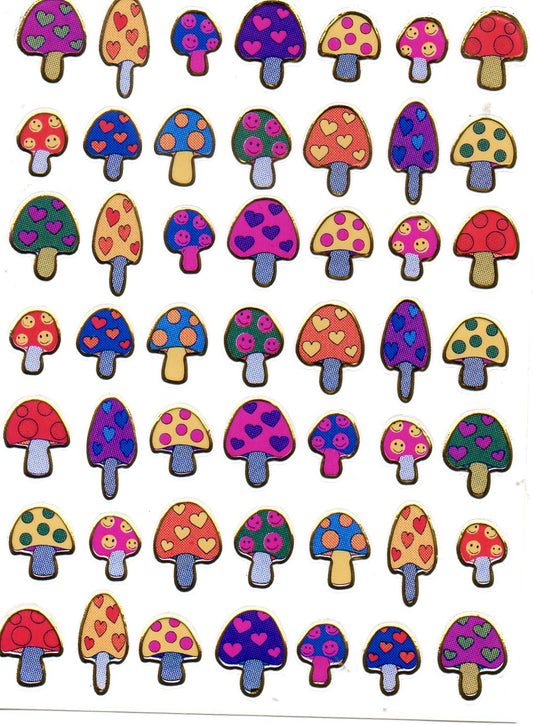 Mushrooms, mushrooms, peppery, colorful stickers, metallic glitter effect, children's handicrafts, kindergarten, 1 sheet 358