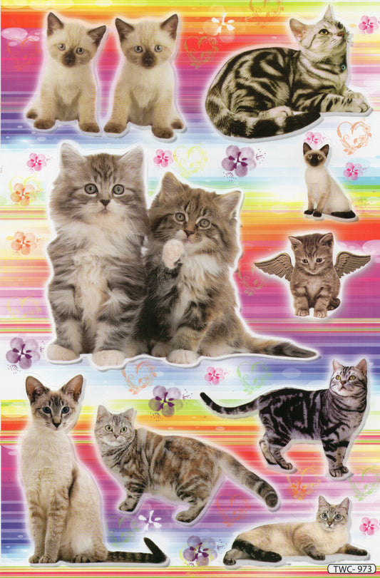 Chat tomcat chats chaton chaton animaux autocollants autocollants pour enfants artisanat maternelle anniversaire 1 feuille 361