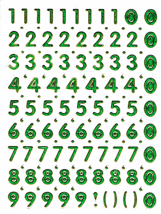 Numbers numbers green 123 height 10 mm sticker sticker metallic glitter effect school office folder children craft kindergarten 1 sheet 366