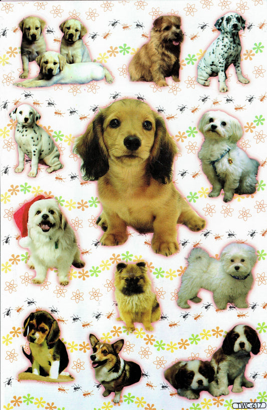Dog dogs male puppy animals stickers for children crafts kindergarten birthday 1 sheet 297