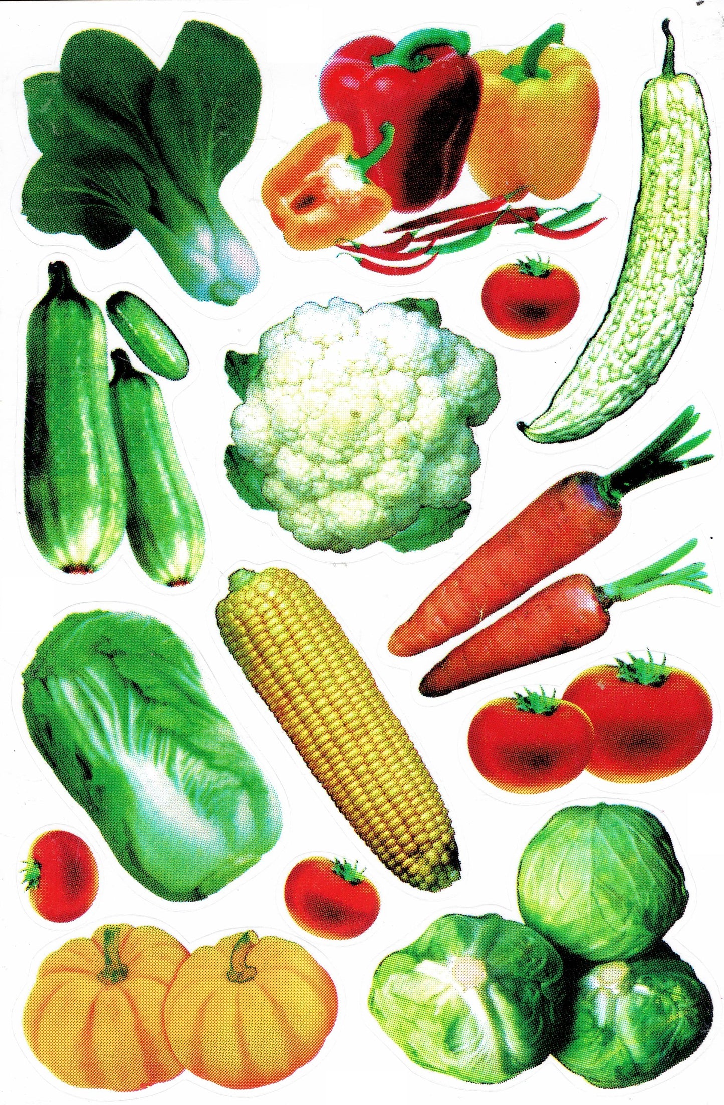 Gemüse Maiskolben Kohl Kürbis Blumenkohl Tomate Aufkleber Sticker für Kinder Basteln Kindergarten Geburtstag 1 Bogen 371