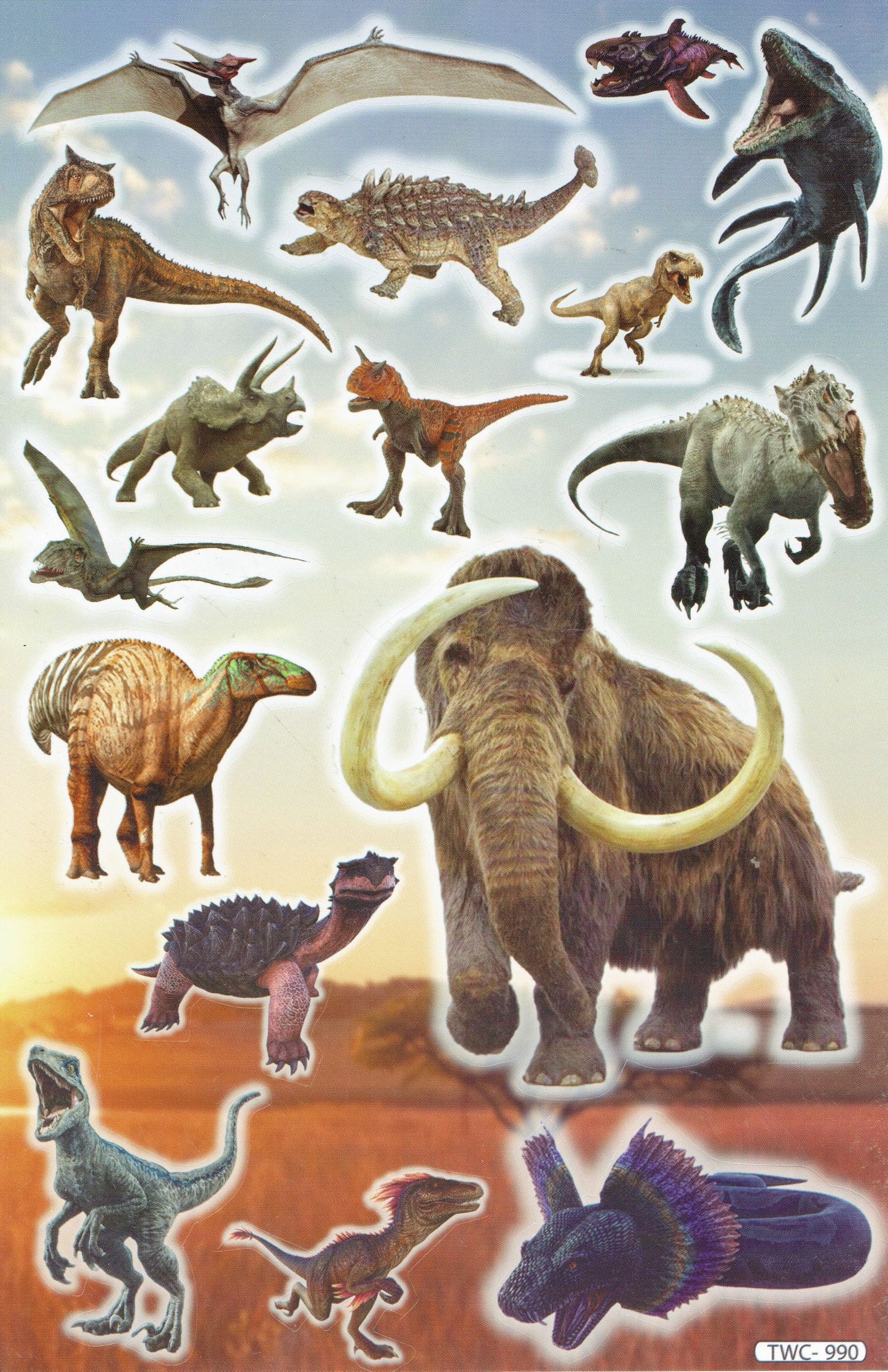 Dino Dinosaurier Jurassic T-Rex Raptor Tiere Aufkleber Sticker für Kinder Basteln Kindergarten Geburtstag 1 Bogen 371