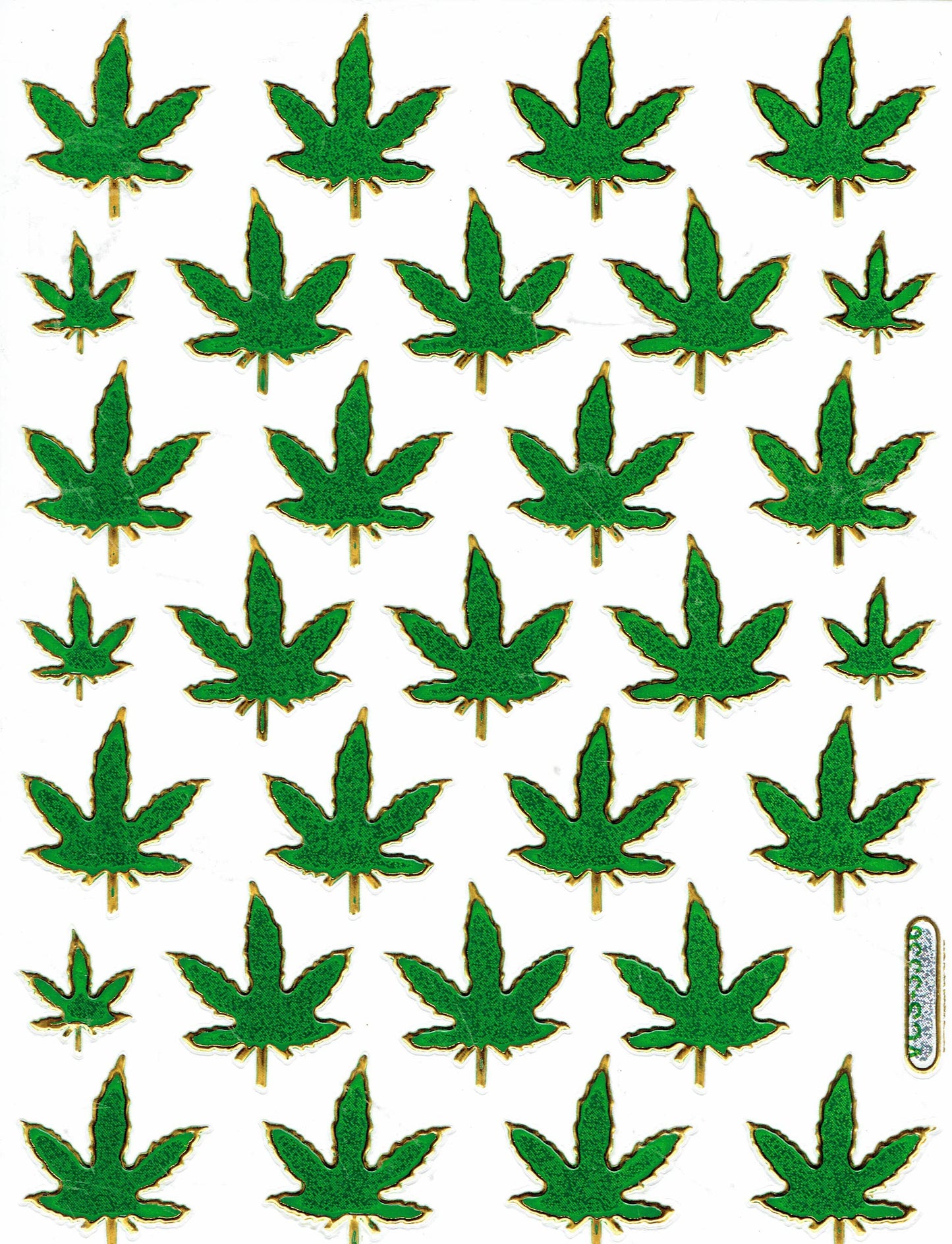 Cannabis Marijuana Colorful Sticker Metallic Glitter Effect Children Crafts Kindergarten 1 Sheet 372