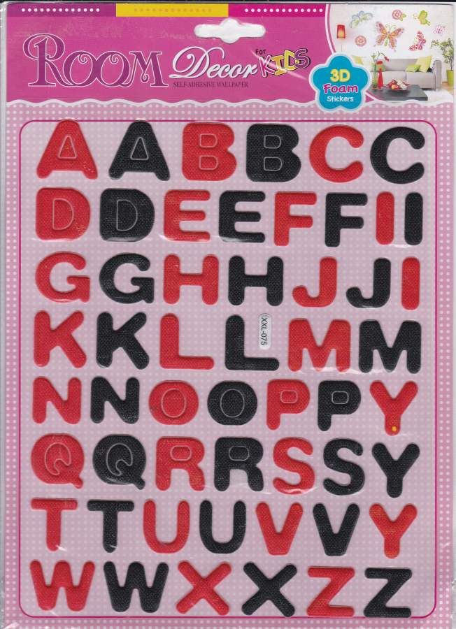 3D letters red black stickers for children crafts kindergarten birthday 1 sheet 376