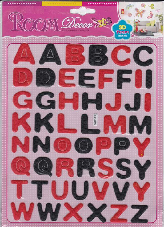 3D Buchstaben rot schwarz Aufkleber Sticker für Kinder Basteln Kindergarten Geburtstag 1 Bogen 376
