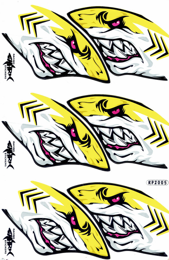 Shark yellow sticker motorcycle scooter skateboard car tuning model building self-adhesive 378