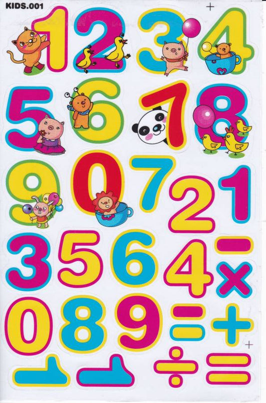 Numéros 123 autocollants colorés de 37 mm de haut pour dossiers de bureau enfants artisanat maternelle anniversaire 1 feuille 379