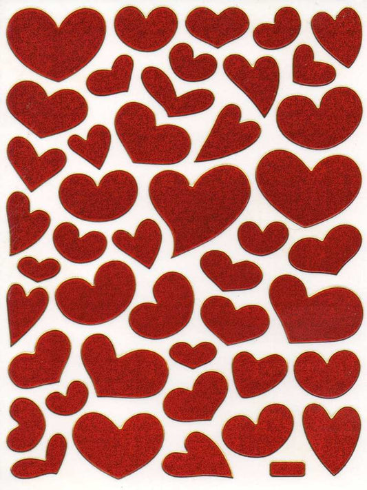 Coeur Coeurs Rouge Amour Autocollant Effet Paillettes Métalliques pour Enfants Artisanat Maternelle Anniversaire 1 feuille 380