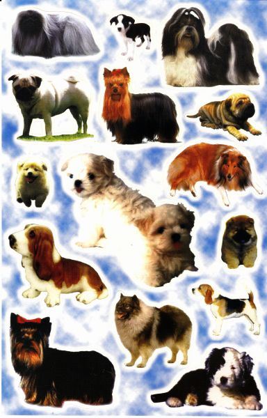 Hund Hunde Rüde Welpe Tiere Aufkleber Sticker für Kinder Basteln Kindergarten Geburtstag 1 Bogen 387