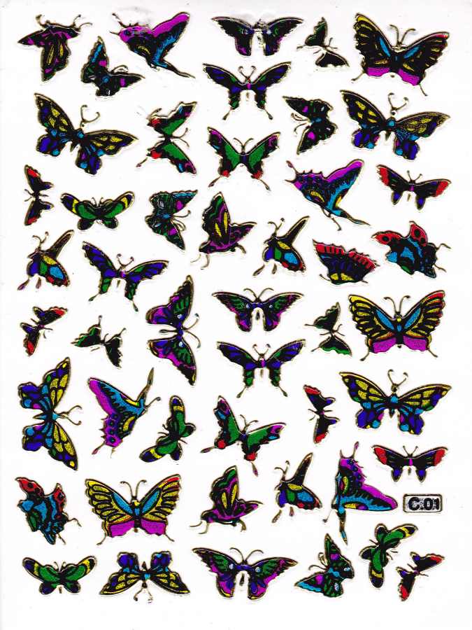 Schmetterling Insekten Tiere bunt Aufkleber Sticker metallic Glitzer Effekt für Kinder Basteln Kindergarten Geburtstag 1 Bogen 389