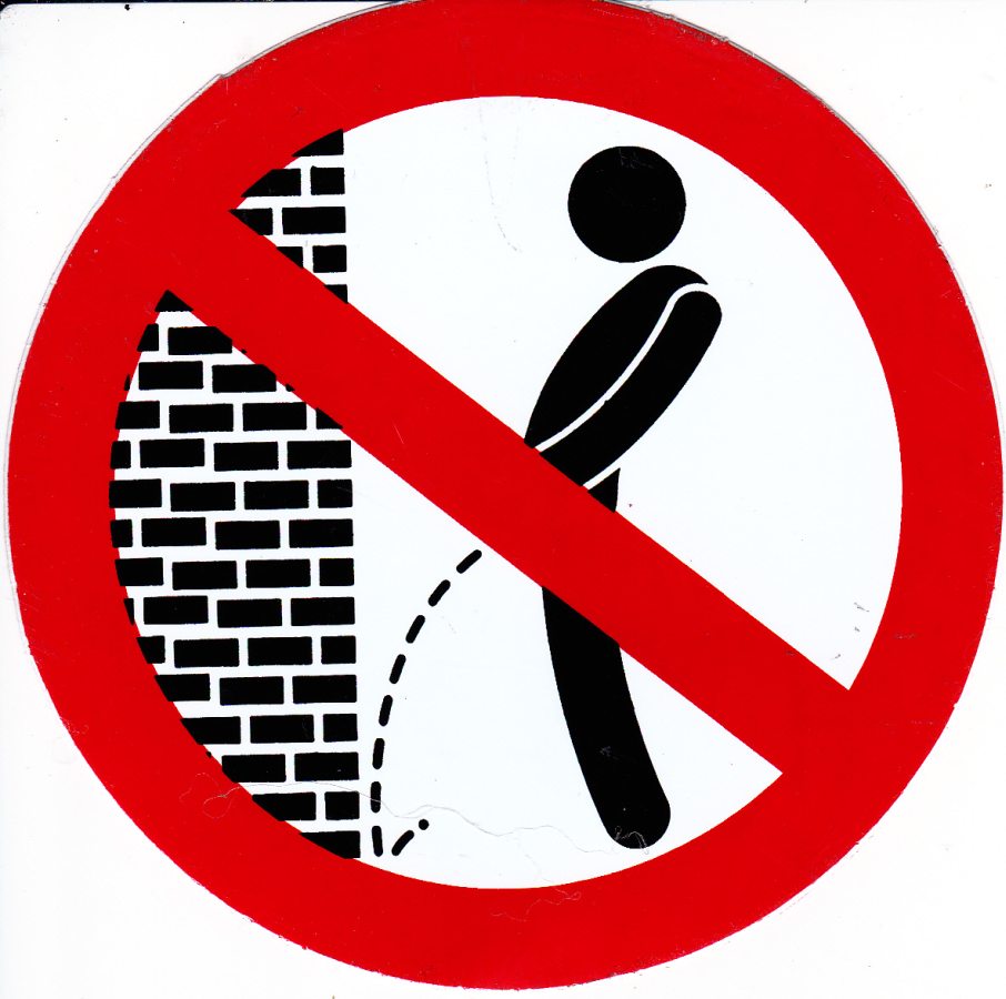 Verboten " An die Wand urinieren pinkeln " rund Aufkleber Sticker selbstklebend 397