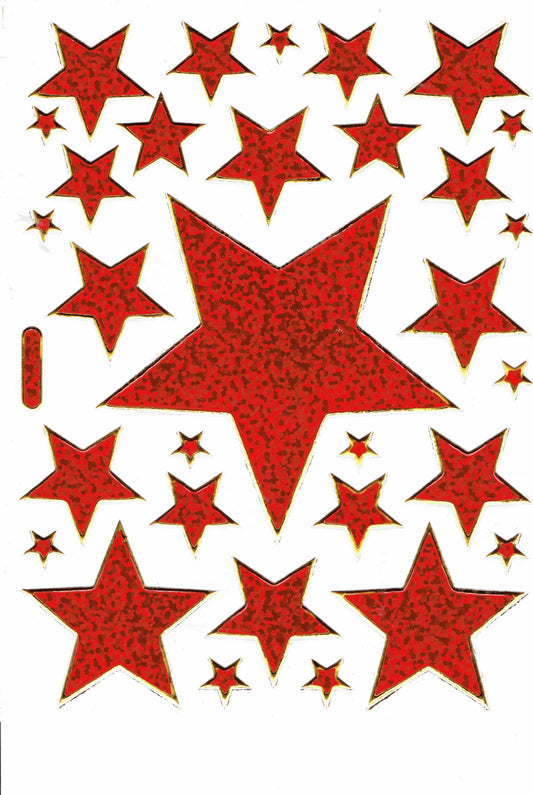 Sterne Stern rot Aufkleber Sticker metallic Glitzer Effekt für Kinder Basteln Kindergarten Geburtstag 1 Bogen 398