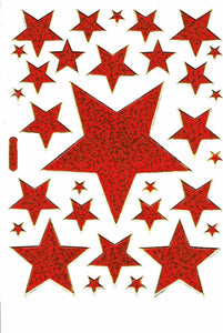 Sterne Stern rot Aufkleber Sticker metallic Glitzer Effekt für Kinder Basteln Kindergarten Geburtstag 1 Bogen 398