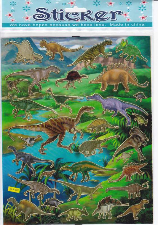 Dinosaure Dino Jurassic T-Rex Raptor Saurian Autocollant Coloré pour Enfants Artisanat Maternelle Anniversaire 1 feuille 399