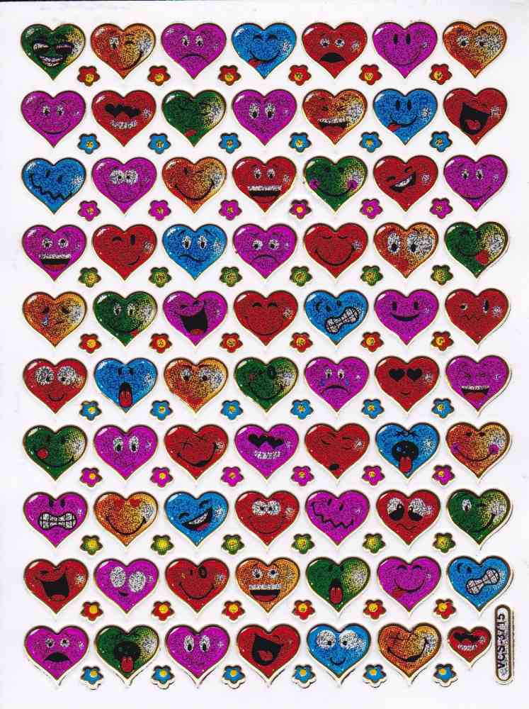 Herz Herzen bunt Liebe Aufkleber Sticker metallic Glitzer Effekt für Kinder Basteln Kindergarten Geburtstag 1 Bogen 400