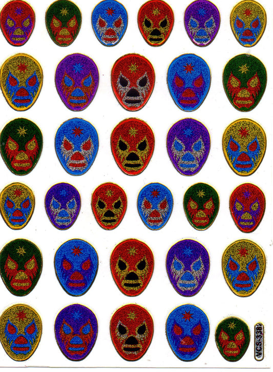 Vodoo Maske Aufkleber Sticker metallic Glitzer Effekt Schule Kinder Basteln Kindergarten 1 Bogen 403