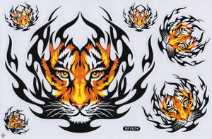 Tiger flames fire black sticker motorcycle scooter skateboard car tuning model building self-adhesive 408