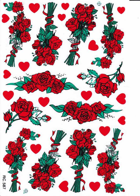 Rosen Rose Blumen Pflanzen Aufkleber Sticker für Kinder Basteln Kindergarten Geburtstag 1 Bogen 409