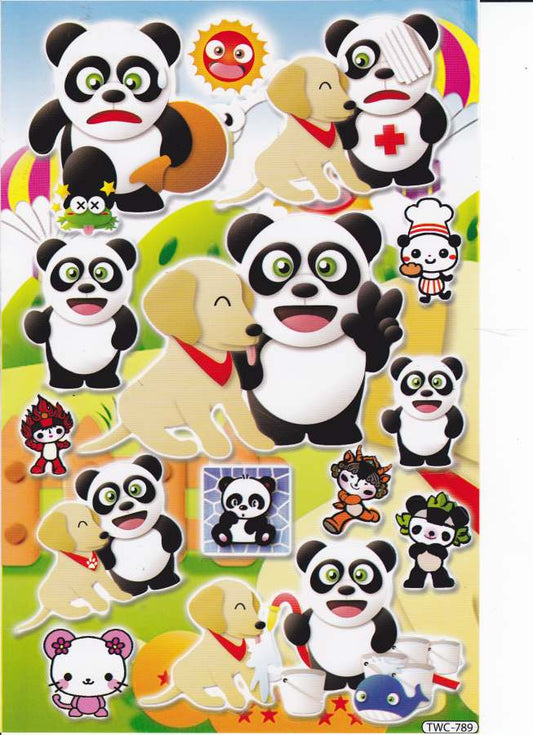 Panda Ours Panda Ours Animaux Autocollants pour Enfants Artisanat Maternelle Anniversaire 1 feuille 409