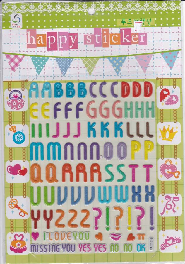 3D Buchstaben bunt Aufkleber Sticker für Kinder Basteln Kindergarten Geburtstag 1 Bogen 414