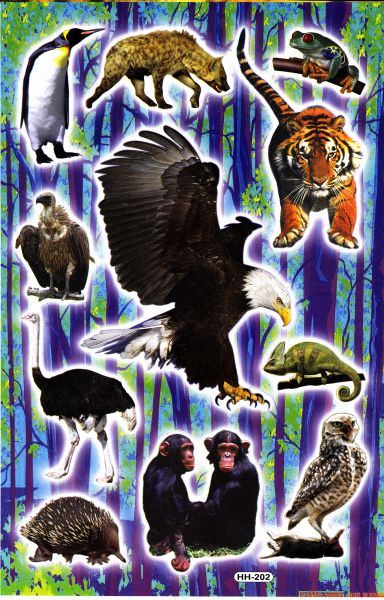 Eagle penguin hyena tiger animals stickers for children crafts kindergarten birthday 1 sheet 415