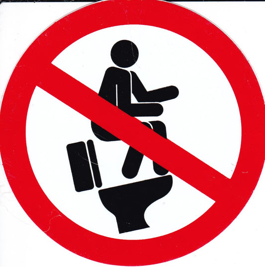 Prohibited "standing on the toilet" round self-adhesive sticker 417