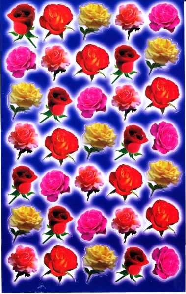 Rosen Rose Blumen Pflanzen Aufkleber Sticker für Kinder Basteln Kindergarten Geburtstag 1 Bogen 420
