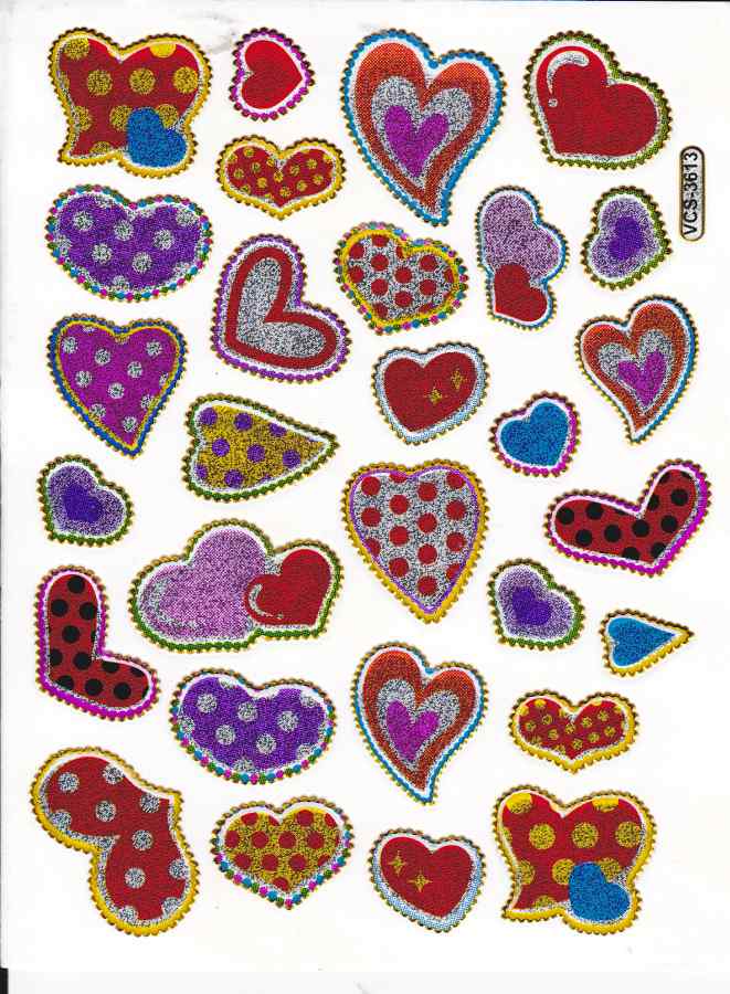 Herz Herzen bunt Liebe Aufkleber Sticker metallic Glitzer Effekt für Kinder Basteln Kindergarten Geburtstag 1 Bogen 420