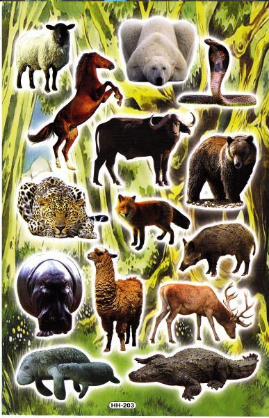 Polar bear sheep horse hippopotamus animals stickers for children crafts kindergarten birthday 1 sheet 420
