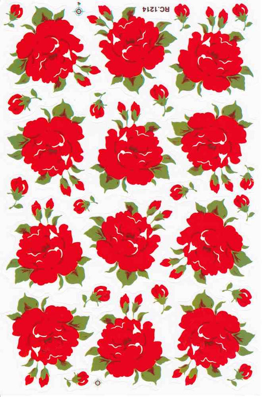 Rosen Rose Blumen Pflanzen rot  Aufkleber Sticker für Kinder Basteln Kindergarten Geburtstag 1 Bogen 421